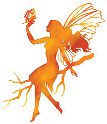 Orange Watercolor Fairy Sticker