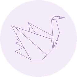 Origami Bird Swan Paper Art On Purple Sticker