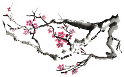 Original Art, Watercolor Painting Of Plum Tree Branch In Bloom Sticker