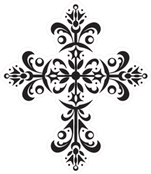 Ornate Decorative Cross Stencil Sticker