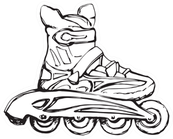 Outline Black Hand Drawn Rollerskate Sticker