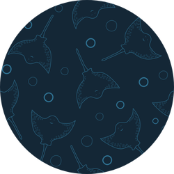 Outline Stingray Pattern Design Blue Sticker