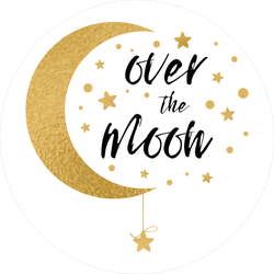 Over The Moon Icon and Text Sticker