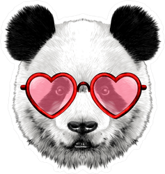 Panda Face With Heart Glasses Sticker