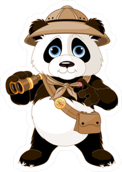 Panda Safari Explorer With Binoculars Sticker