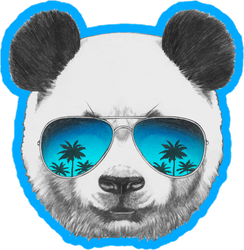 Panda With Mirror Sunglasses Circle Sticker