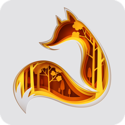 Paper Art Carved Fox Forest Sticker