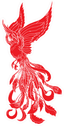 Paper Cut Red Tribal Phoenix Fire Bird Sticker