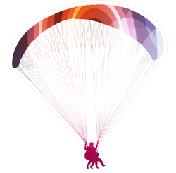Paraglider Silhouette With Curved Shapes Sticker