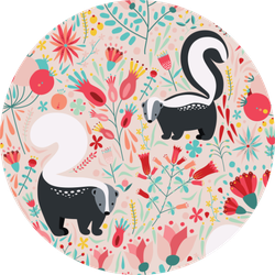 Pattern In Flat Style With Cartoon Floral Skunk Sticker