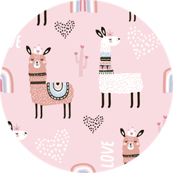 Pattern With Llama Princess Hearts Sticker