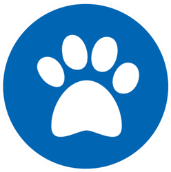 Paw Print In Blue Circle Sticker