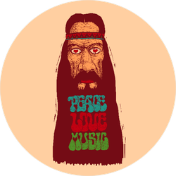 Peace Love Music Long Bearded Hippie Sticker