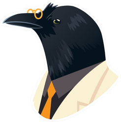 People Art Animal, Crow With Glasses Dressed In Suit Sticker