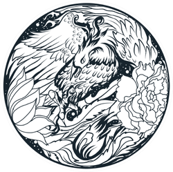 Phoenix Fire Bird In Circle Sticker