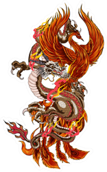 Phoenix Fire Bird With Old Dragon Sticker