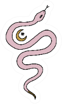 Pink Cute Snake Moon Bohemian Illustration Sticker