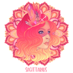 Pink Drawing Of Sagittarius Astrological Sticker