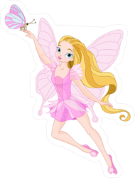 Pink Fairy and Butterfly Sticker