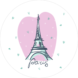 Pink Heart Eiffel Tower Sticker