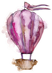 Pink Hot Air Balloon Watercolor Sticker