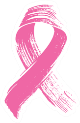 Pink Ribbon Hand Drawn Art Sticker