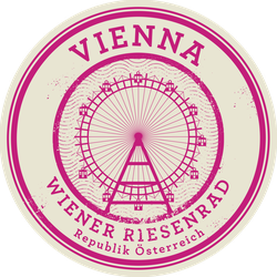 Pink Vienna, Austria Grunge Rubber Stamp Sticker