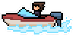 Pixel Art Beach Boat Sticker
