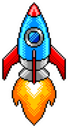 Pixel Art Detailed Rocket Sticker