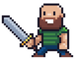 Pixel Art Gamer With Sword Sticker