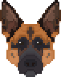 Pixel Art German Shepherd Head Sticker