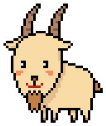 Pixel Art Goat Isolated Cartoon Sticker