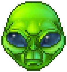 Pixel Art Green Alien Sticker