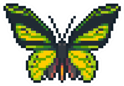Pixel Art Green Butterfly Sticker