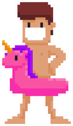 Pixel Art Male Swimming Circle Unicorn Sticker