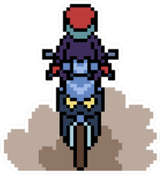 Pixel Art Motorcyclist Sticker