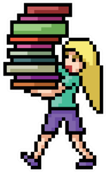 Pixel Art Nerd Girl Isolated Cartoon Sticker