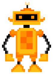 Pixel Art Orange Robot Sticker
