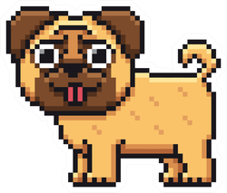 Pixel Art Pug Dog Sticker