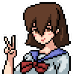 Pixel Art Purple Haired Anime Girl Cartoon Sticker