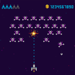 Pixel Art Style UFO Space Arcade Game Sticker