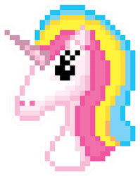 Pixel Art Unicorn Head Sticker