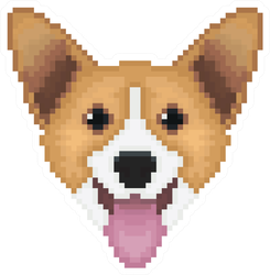 Pixel Art Welsh Corgi Dog Head Sticker
