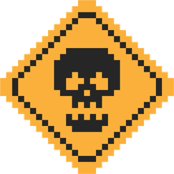 Pixel Art Yellow Road Sign With Skull Sticker