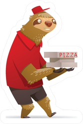 Pizza Delivery Sloth Sticker