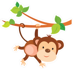 Playful Cartoon Monkey Sticker
