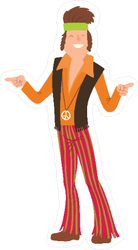 Pointing Hippie Man Sticker