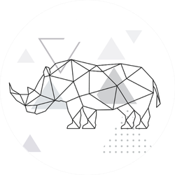 Polygonal Rhino On Abstract Background With Triangles Sticker