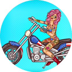 Pop Art Pin Up Illustration Of A Sexy Biker Girl Sticker