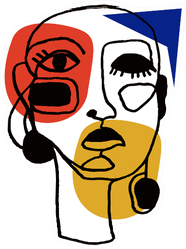 Portrait A Woman With Earring In Modern Abstract Artistry Sticker